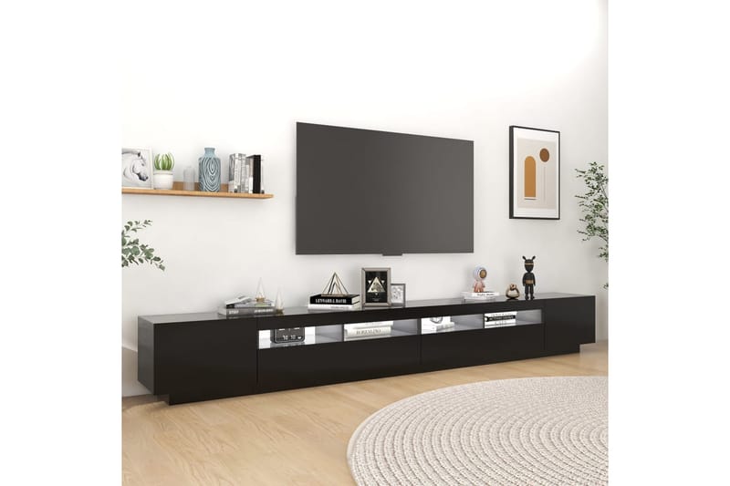 TV-benk med LED-lys svart 300x35x40 cm - Svart - Møbler - Mediamøbel & tv møbel - TV-benk & mediabenk