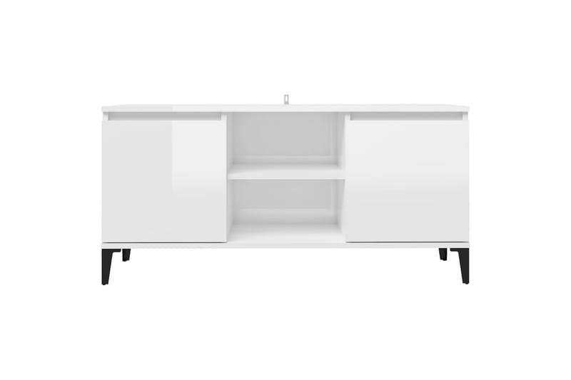 TV-benk med metallben høyglans hvit 103,5x35x50 cm - Hvit - Møbler - Mediamøbel & tv møbel - TV-benk & mediabenk