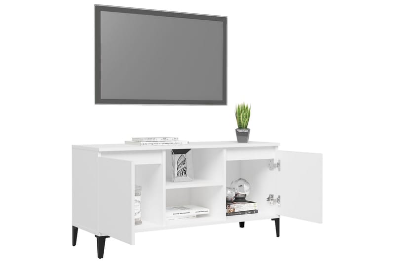 TV-benk med metallben hvit 103,5x35x50 cm - Hvit - Møbler - Mediamøbel & tv møbel - TV-benk & mediabenk