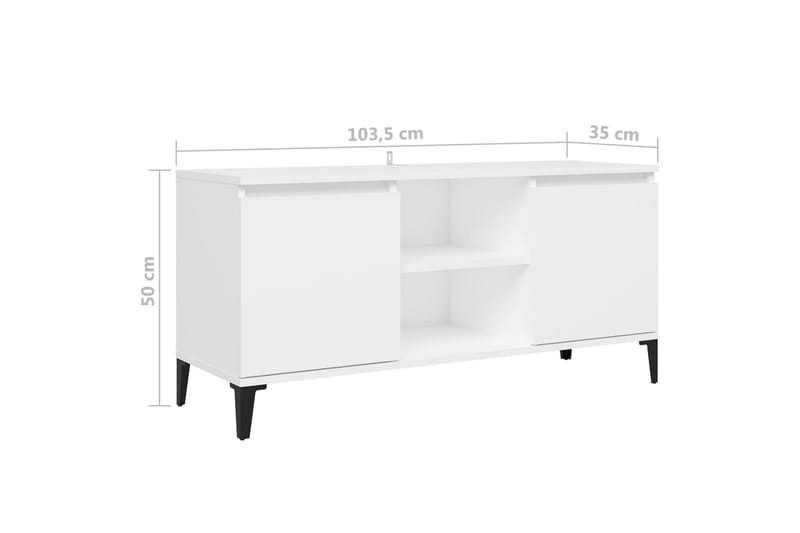 TV-benk med metallben hvit 103,5x35x50 cm - Hvit - Møbler - Mediamøbel & tv møbel - TV-benk & mediabenk