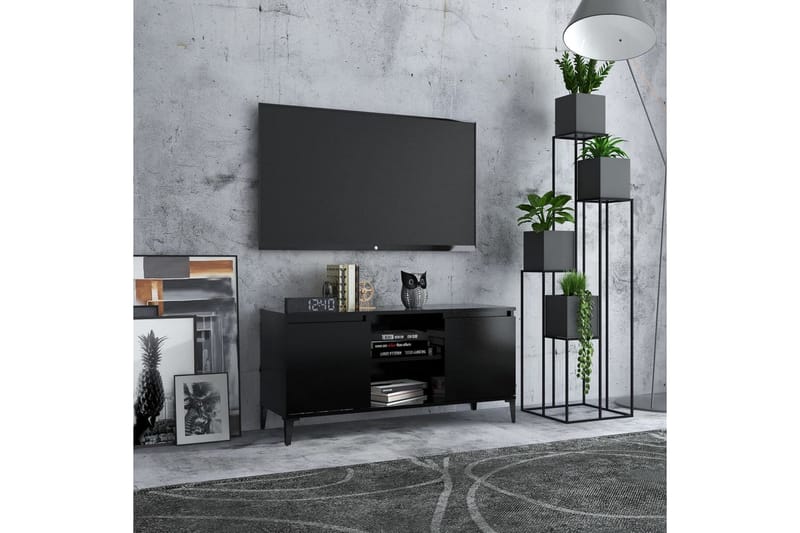 TV-benk med metallben svart 103,5x35x50 cm - Svart - Møbler - Medie- & TV-møbler - TV-benk & mediabenk