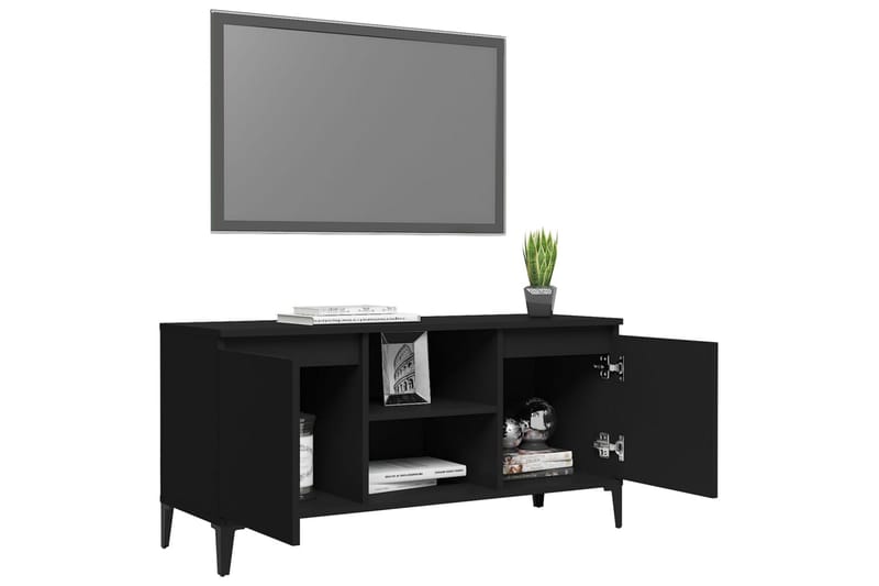 TV-benk med metallben svart 103,5x35x50 cm - Svart - Møbler - Mediamøbel & tv møbel - TV-benk & mediabenk