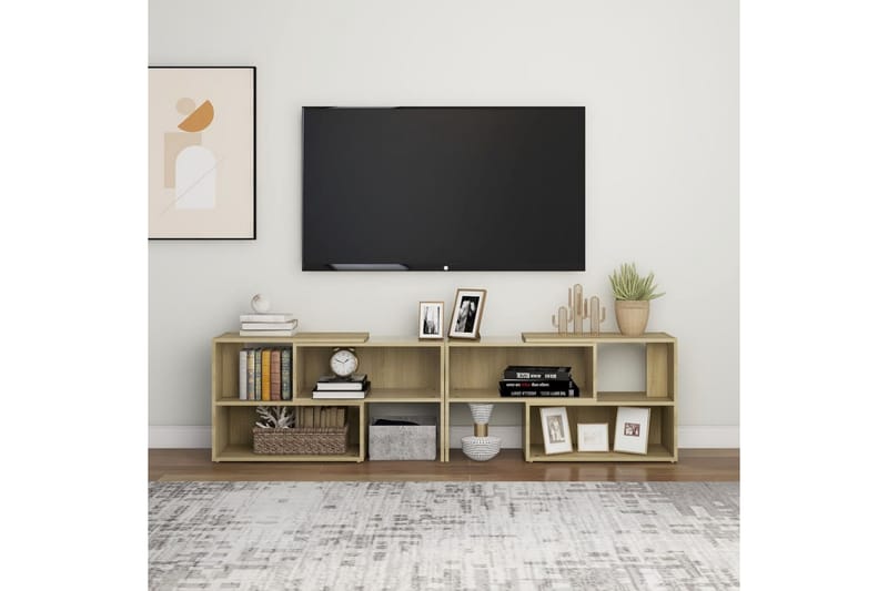 TV-benk sonoma eik 149x30x52 cm sponplate - Brun - Møbler - Medie- & TV-møbler - TV-benk & mediabenk