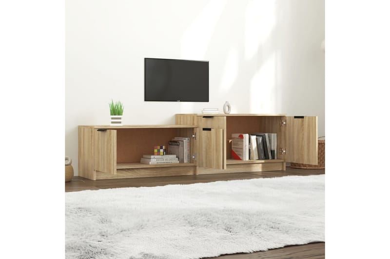 TV-benk sonoma eik 158,5x36x45 cm konstruert tre - Brun - Møbler - Mediamøbel & tv møbel - TV-benk & mediabenk