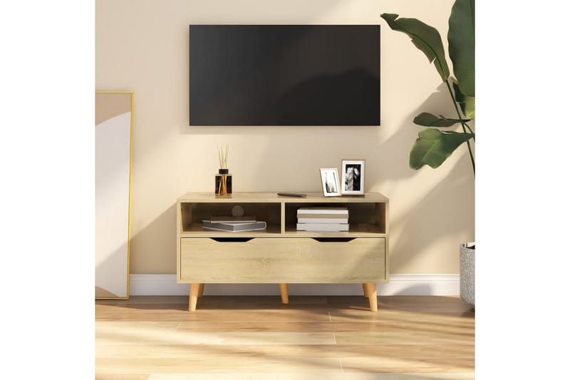TV-benk sonoma eik 90x40x48,5 cm sponplate - Brun - Møbler - Mediamøbel & tv møbel - TV-benk & mediabenk
