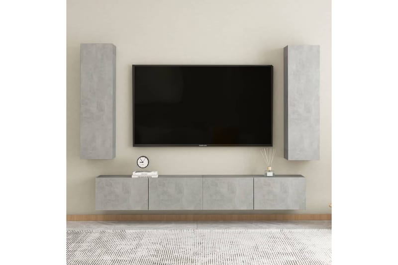 TV-benker 2 stk betonggrå 30,5x30x110 cm sponplate - Grå - Møbler - Mediamøbel & tv møbel - TV-benk & mediabenk