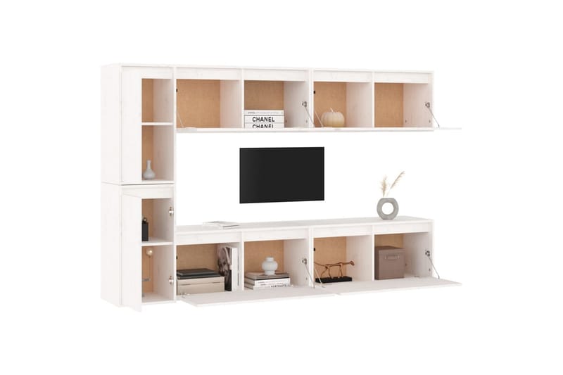TV-benker 6 stk hvit heltre furu - Hvit - Møbler - Mediamøbel & tv møbel - TV-benk & mediabenk