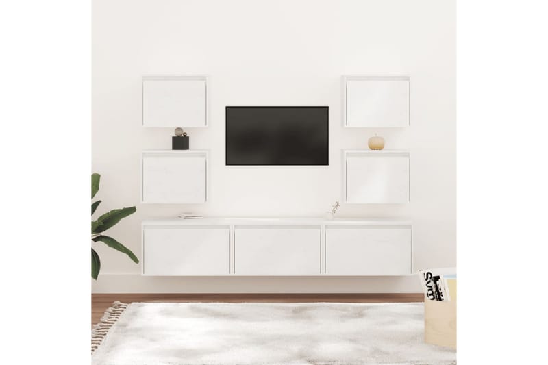 TV-benker 7 stk hvit heltre furu - Hvit - Møbler - Mediamøbel & tv møbel - TV-benk & mediabenk
