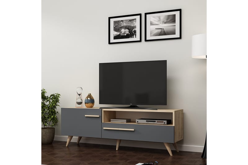 TV Stand Eik|Antrasitt - Møbler - Medie- & TV-møbler - TV-benk & mediabenk
