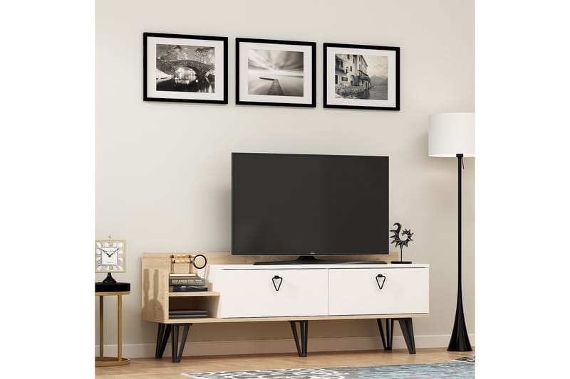 TV Stand Eik|Hvit - Møbler - Medie- & TV-møbler - TV-benk & mediabenk