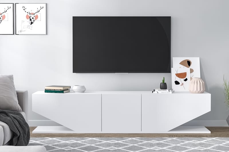 Vanered TV-benk 180 cm - Hvit - Møbler - Mediamøbel & tv møbel - TV-benk & mediabenk