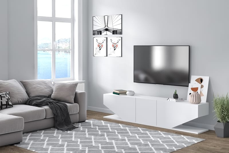 Vanered TV-benk 180 cm - Hvit - Møbler - Mediamøbel & tv møbel - TV-benk & mediabenk