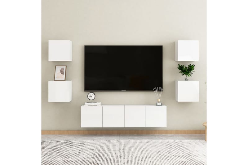 Vegghengt TV-benk høyglans hvit 30,5x30x30 cm - Hvit - Møbler - Mediamøbel & tv møbel - TV-benk & mediabenk