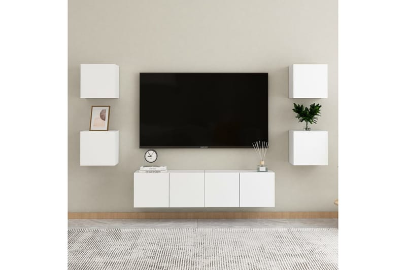 Vegghengte TV-benker 2 stk hvit 30,5x30x30 cm - Hvit - Møbler - Mediamøbel & tv møbel - TV-benk & mediabenk