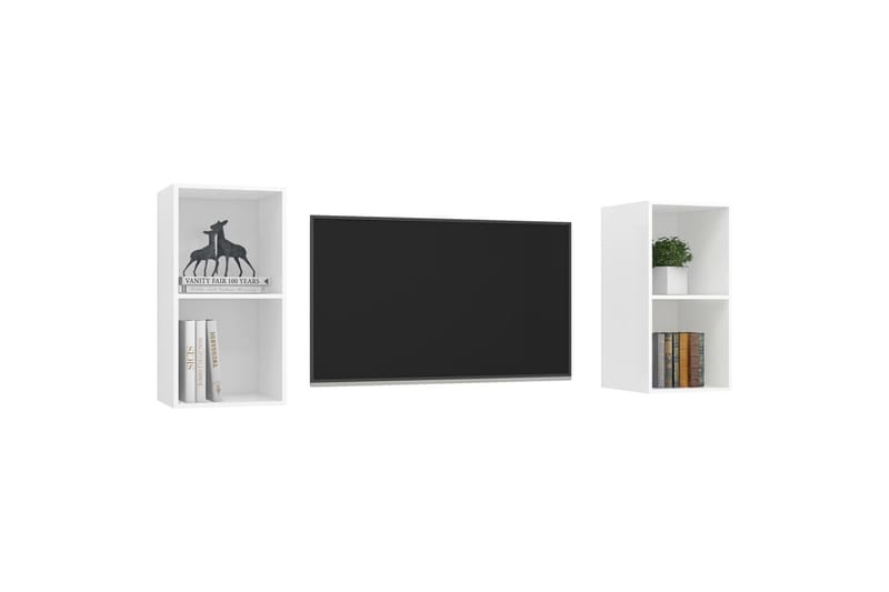 Vegghengte TV-benker 2 stk hvit sponplate - Hvit - Møbler - Medie- & TV-møbler - TV-benk & mediabenk