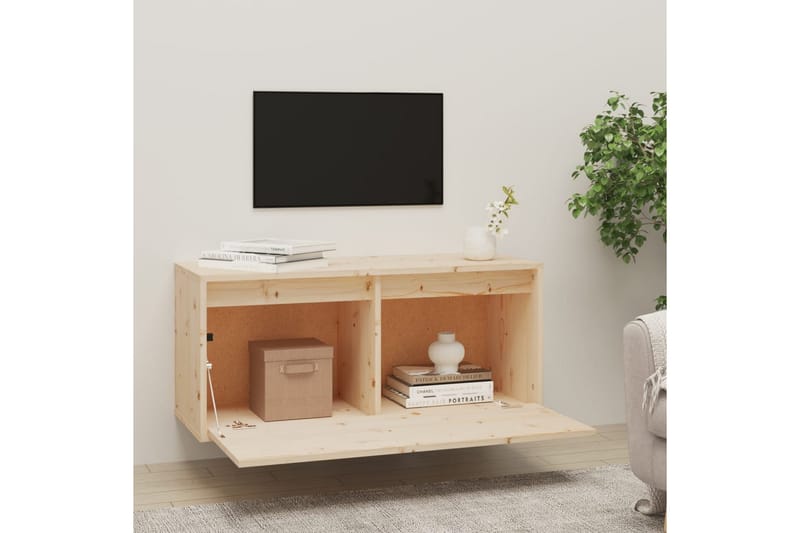 Veggskap 80x30x35 cm heltre furu - Brun - Møbler - Medie- & TV-møbler - TV-benk & mediabenk