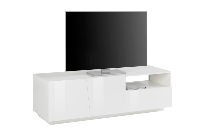 Vegia Tv-benk 150 cm 2 Dører + Skuff - Hvit Høyglans - Møbler - Mediamøbel & tv møbel - TV-benk & mediabenk