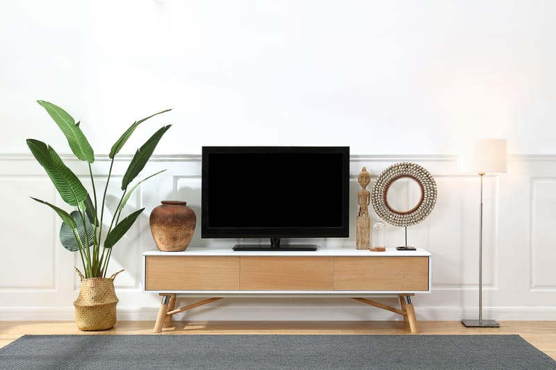 Waltham TV-benk 180 cm - Hvit/Eik - Møbler - Mediamøbel & tv møbel - TV-benk & mediabenk