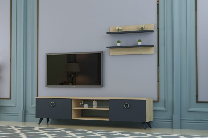 Wehring TV-Møbelsett 150 cm - Eik|Antrasitt - Møbler - Medie- & TV-møbler - TV-benk & mediabenk
