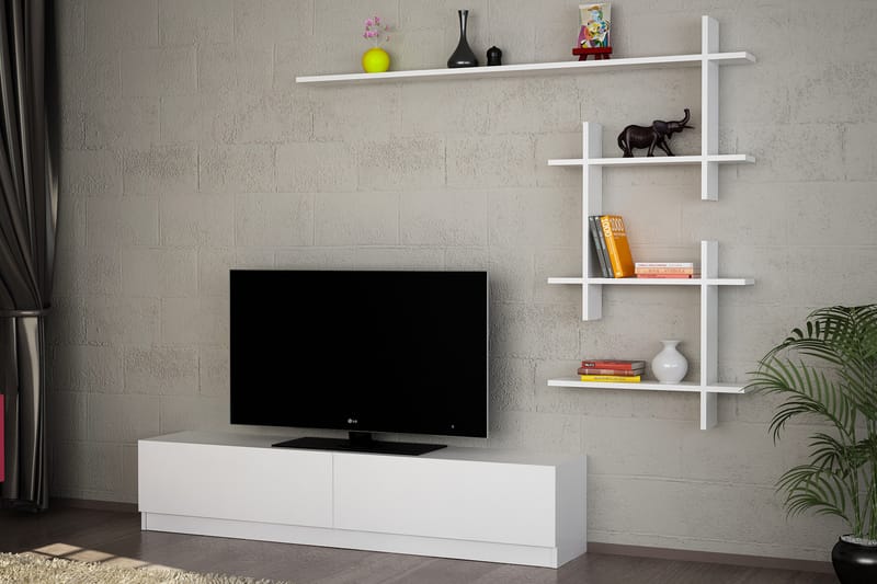 Alingca TV-benk med Vegghylle - Møbler - Medie- & TV-møbler - TV-møbelsett