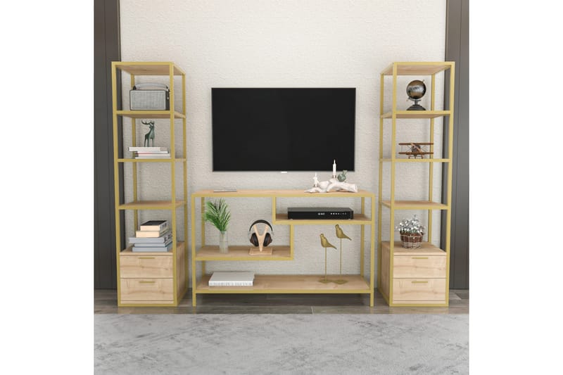 Andifli Tv-møbelsett 198x160 cm - Gull - Møbler - Mediamøbel & tv møbel - TV-møbelsett