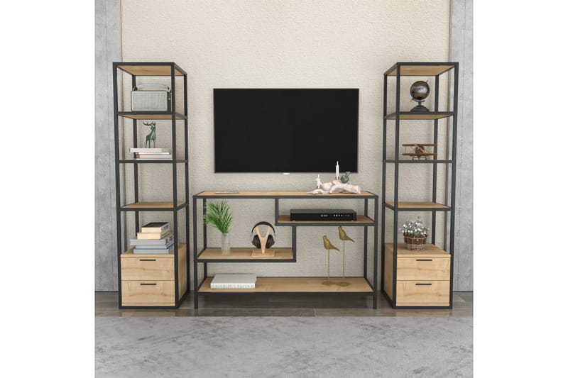 Andifli Tv-møbelsett 198x160 cm - Svart - Møbler - Mediamøbel & tv møbel - TV-møbelsett