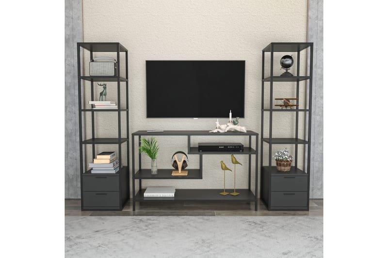 Andifli Tv-møbelsett 198x160 cm - Svart - Møbler - Mediamøbel & tv møbel - TV-møbelsett