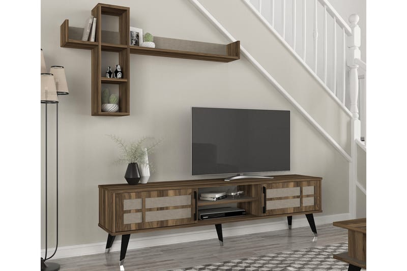 Delevan TV-møbelsett 180 cm - Mørkebrun - Møbler - Medie- & TV-møbler - TV-møbelsett