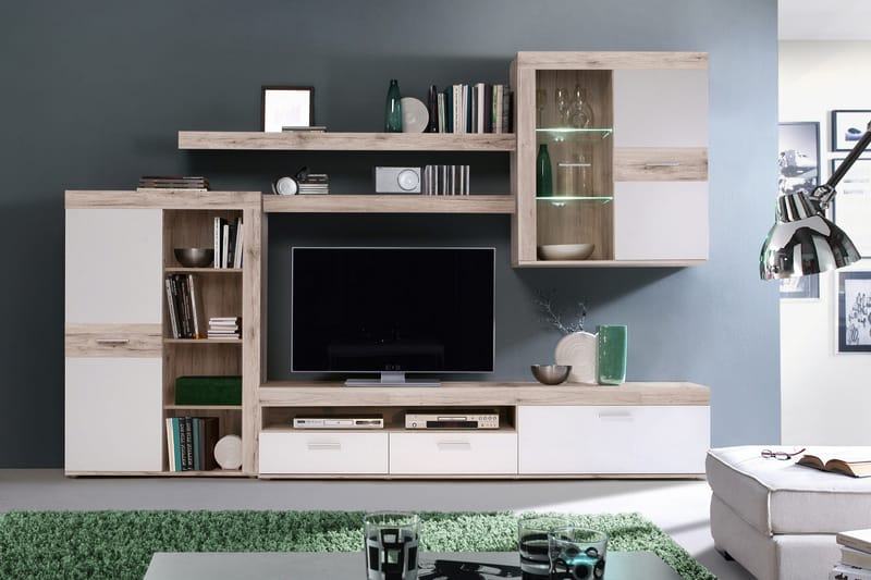 Dolnis Tv-møbelsett 41x300 cm - Brun/Hvit - Møbler - Medie- & TV-møbler - TV-møbelsett
