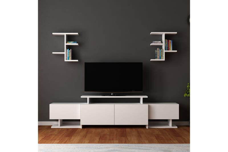 Duitscher TV-møbelsett 180 cm - Hvit - Møbler - Medie- & TV-møbler - TV-møbelsett