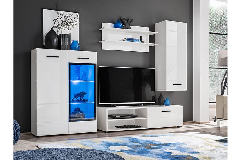 Encinosola TV-Møbelsett LED-belysning - Hvit - Møbler - Mediamøbel & tv møbel - TV-møbelsett