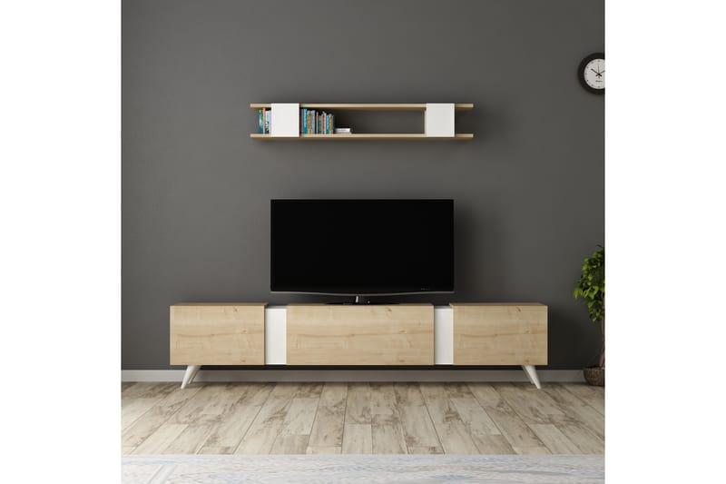 Eshenbaugh TV-møbelsett 180 cm - Eik / Hvit - Møbler - Medie- & TV-møbler - TV-møbelsett