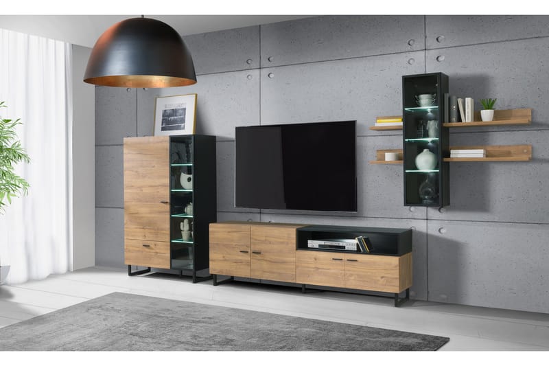 Giannitsa Tv-møbelsett 41x359 cm - Brun/Svart - Møbler - Mediamøbel & tv møbel - TV-møbelsett