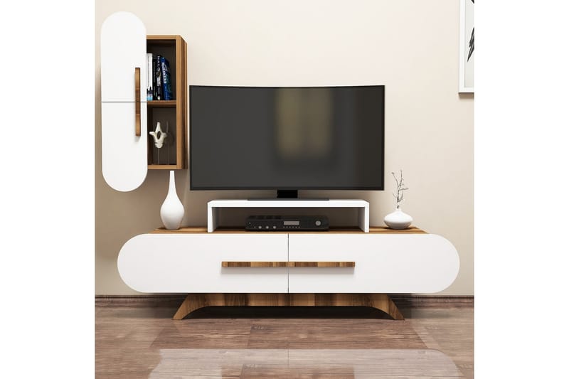 Hovdane TV-Benk 145 cm - Brun/Hvit - Møbler - Medie- & TV-møbler - TV-møbelsett