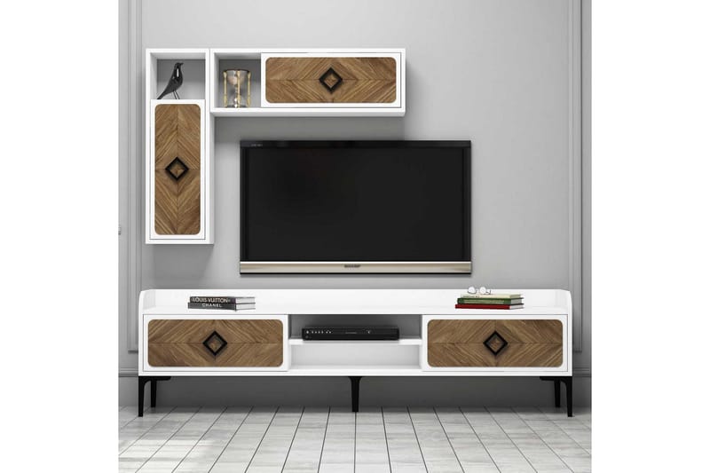 Hovdane TV-Benk 180 cm - Hvit/Brun - Møbler - Medie- & TV-møbler - TV-møbelsett
