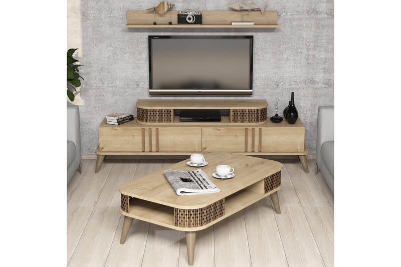 Hovdane TV-møbelsett 168 cm - Beige - Møbler - Møbelsett - Møbelsett til stue