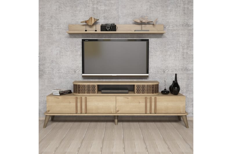 Hovdane TV-møbelsett 168 cm - Beige - Møbler - Mediamøbel & tv møbel - TV-møbelsett