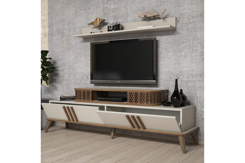 Hovdane TV-møbelsett 168 cm - Brun/Hvit - Møbler - Mediamøbel & tv møbel - TV-møbelsett