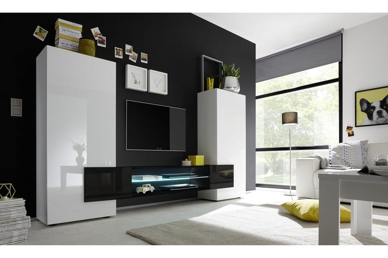 Incastro TV-møbel 258 cm - Hvit/Svart - Møbler - Bord - Konsollbord & avlastningsbord - Sengebord & nattbord