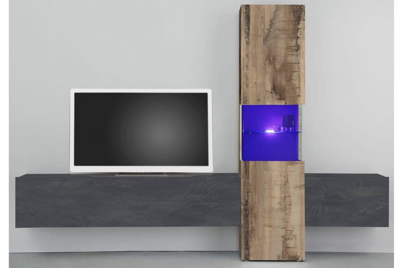Incontro Tv-møbelsett 265x181 cm - Glass/Antrasitt/Brun - Møbler - Mediamøbel & tv møbel - TV-møbelsett