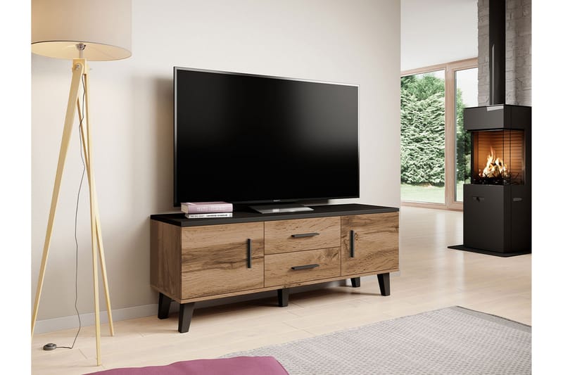 Kardos Tv-møbelsett 140 cm - Natur/Svart - Møbler - Mediamøbel & tv møbel - TV-møbelsett