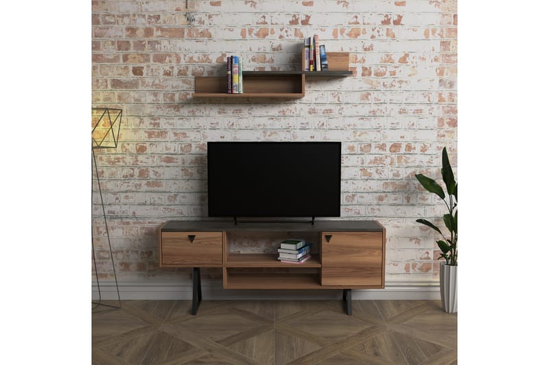 Keachi Tv-møbelsett 140 cm - Mørkebrun/Svart - Møbler - Medie- & TV-møbler - TV-møbelsett