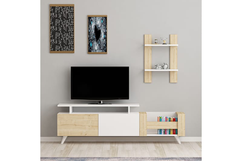 Maesha TV-møbelsett 140 cm - Eik / Hvit - Møbler - Mediamøbel & tv møbel - TV-møbelsett