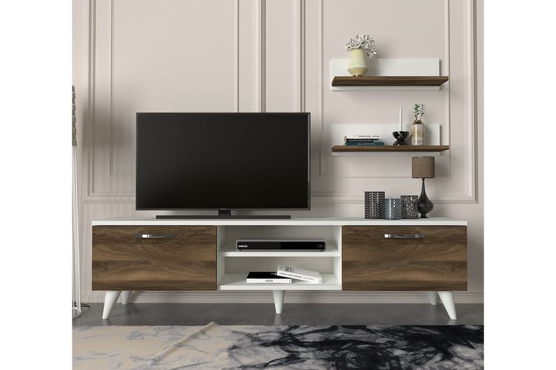 Mohed TV-møbelsett 150 cm - Hvit/Brun - Møbler - Mediamøbel & tv møbel - TV-møbelsett