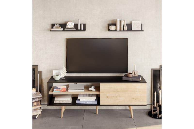 Rinorea Tv-møbelsett 160x59 cm - Svart - Møbler - Mediamøbel & tv møbel - TV-møbelsett
