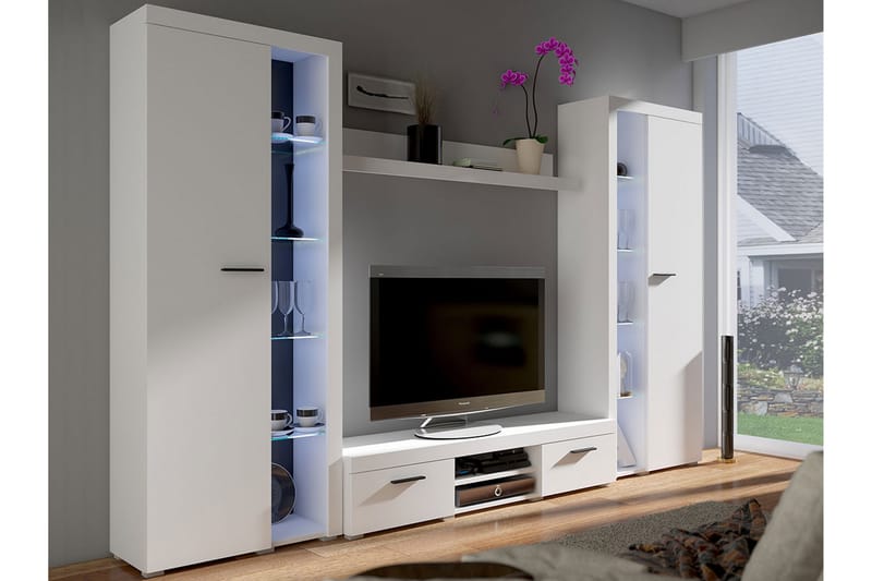 Rumba TV-møbelsett 300x34x190 cm - Hvit - Møbler - Medie- & TV-møbler - TV-møbelsett
