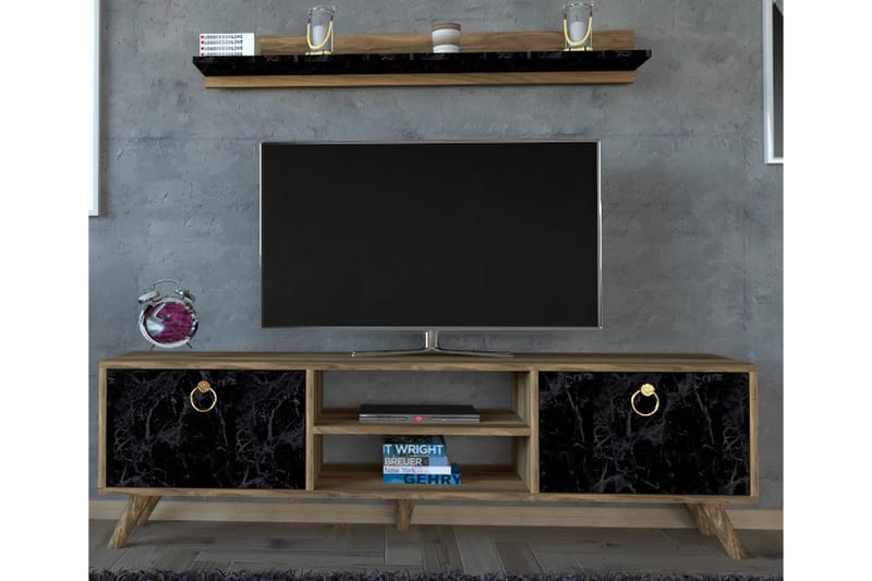 Slivata TV-møbelsett 160 cm - Mørkebrun - Møbler - Mediamøbel & tv møbel - TV-møbelsett