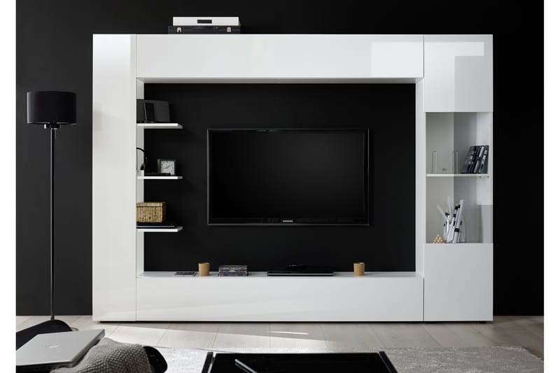 Sorano Veggkombinasjon 295 cm - Hvit - Møbler - Mediamøbel & tv møbel - TV-møbelsett