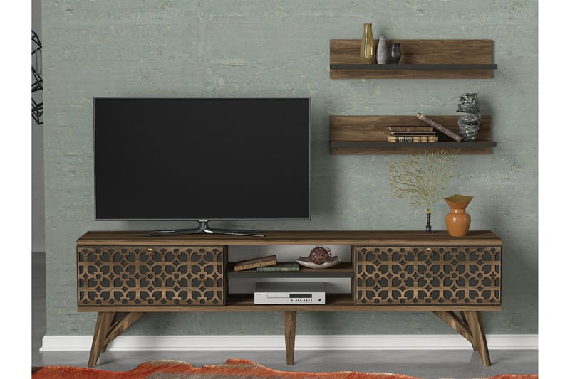Tera Home TV-benk med Vegghyller - Møbler - Mediamøbel & tv møbel - TV-benk & mediabenk