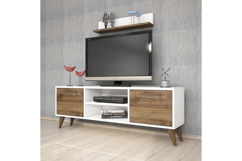 TV-møbelsett 49x138 cm - Hvit/Valnøtt - Møbler - Mediamøbel & tv møbel - TV-møbelsett